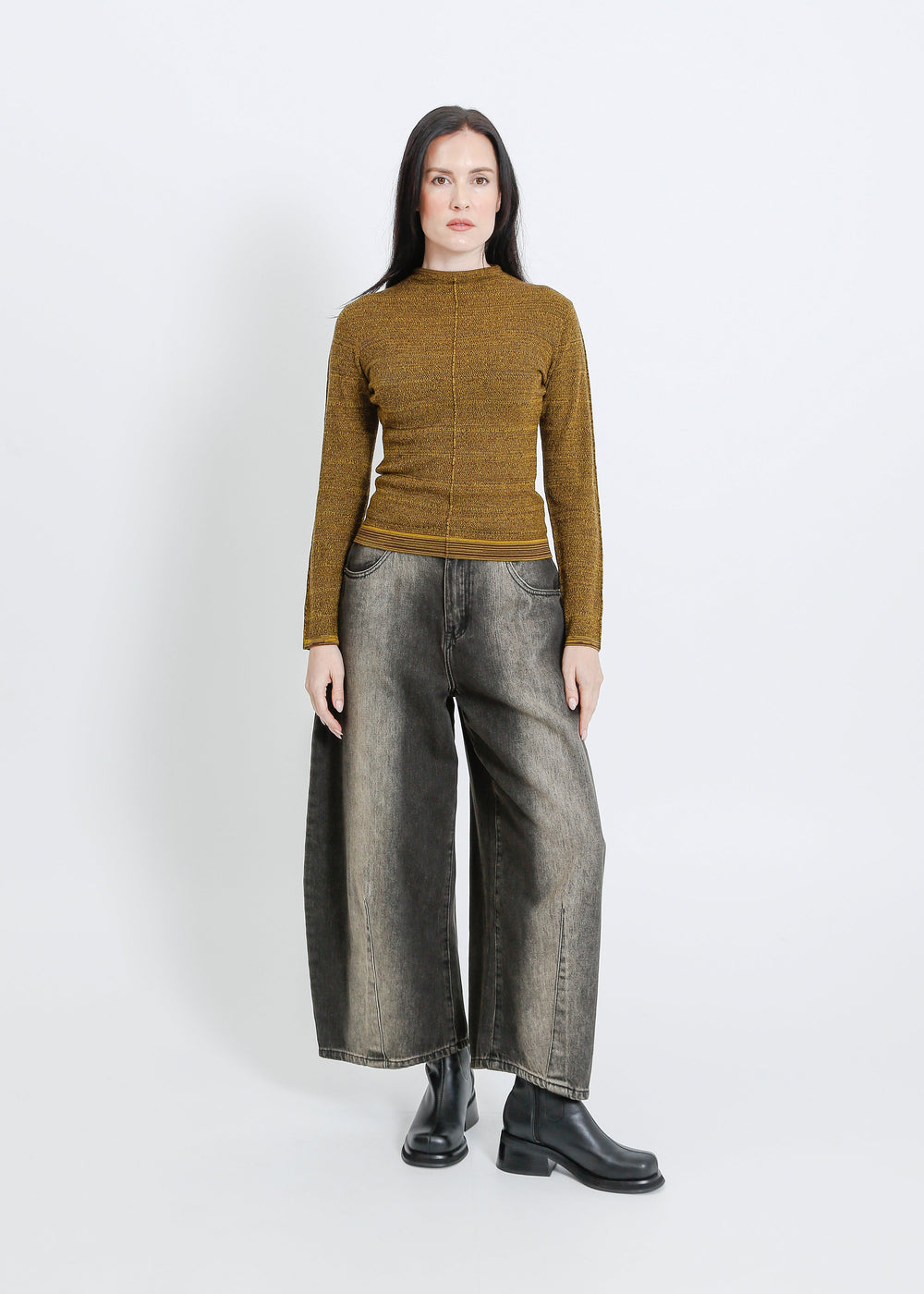 SANA KNIT / CHARTREUSE-MAHOGANY