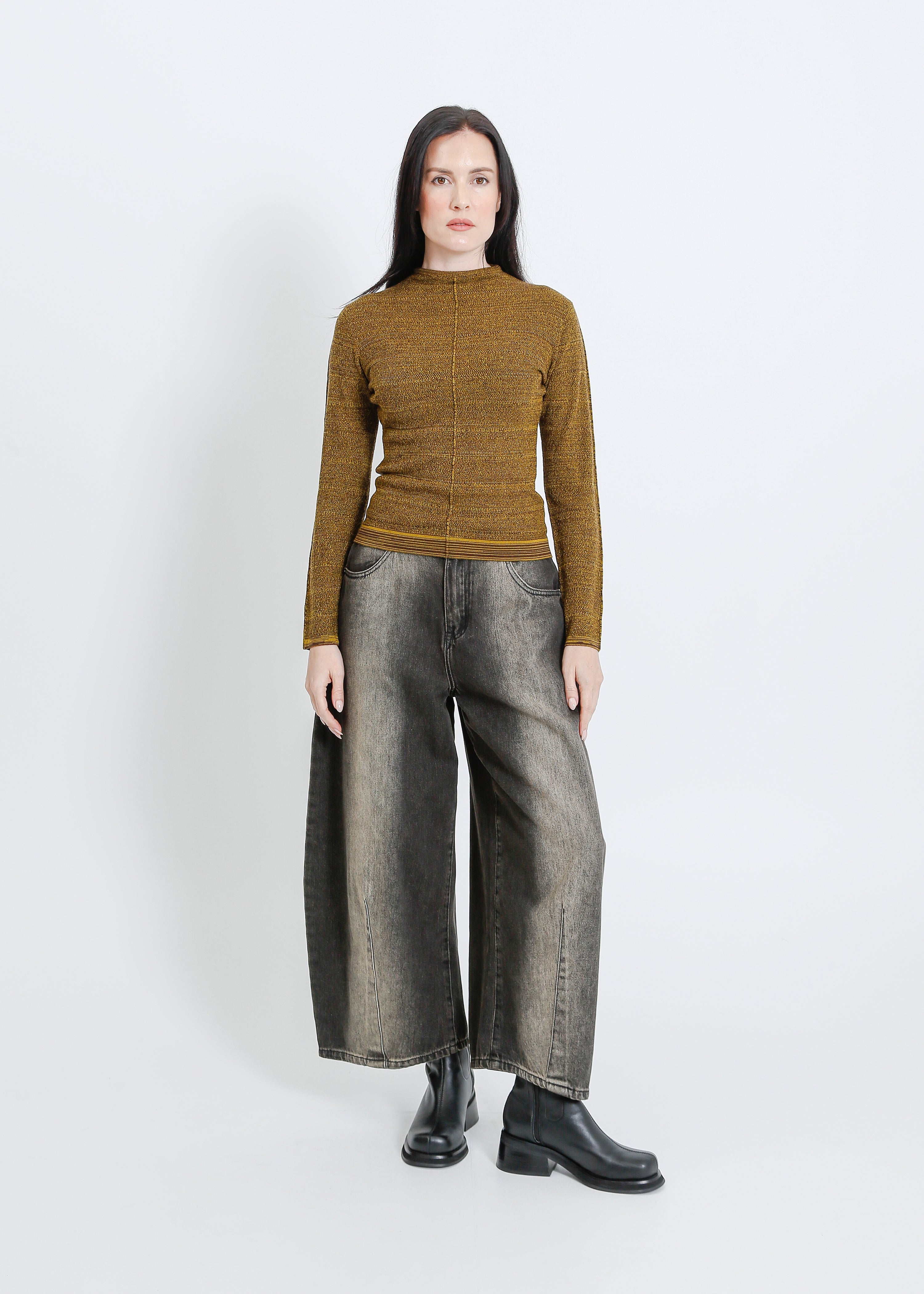 SANA KNIT / CHARTREUSE-MAHOGANY