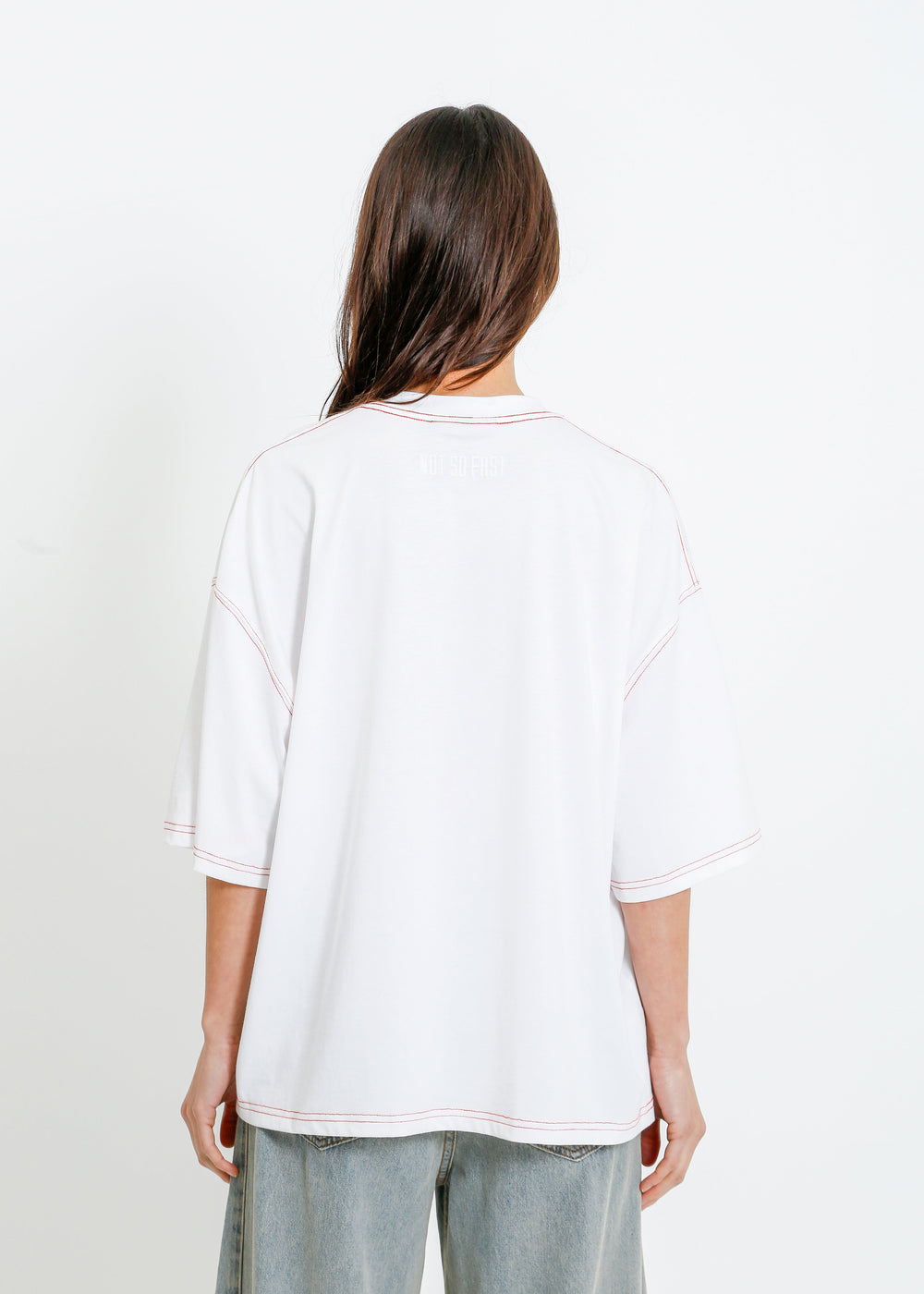RONNIE OVERSIZE TEE / WHITE-RED