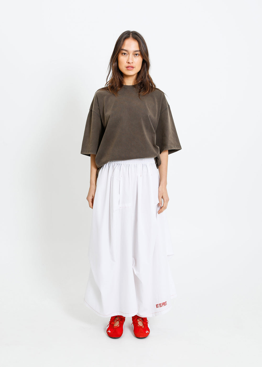 NORA SKIRT / WHITE-RED